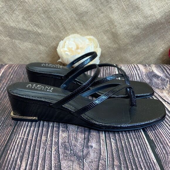 Alfani Black Eadyn Wedge Sandals 6.5M - Picture 8 of 8